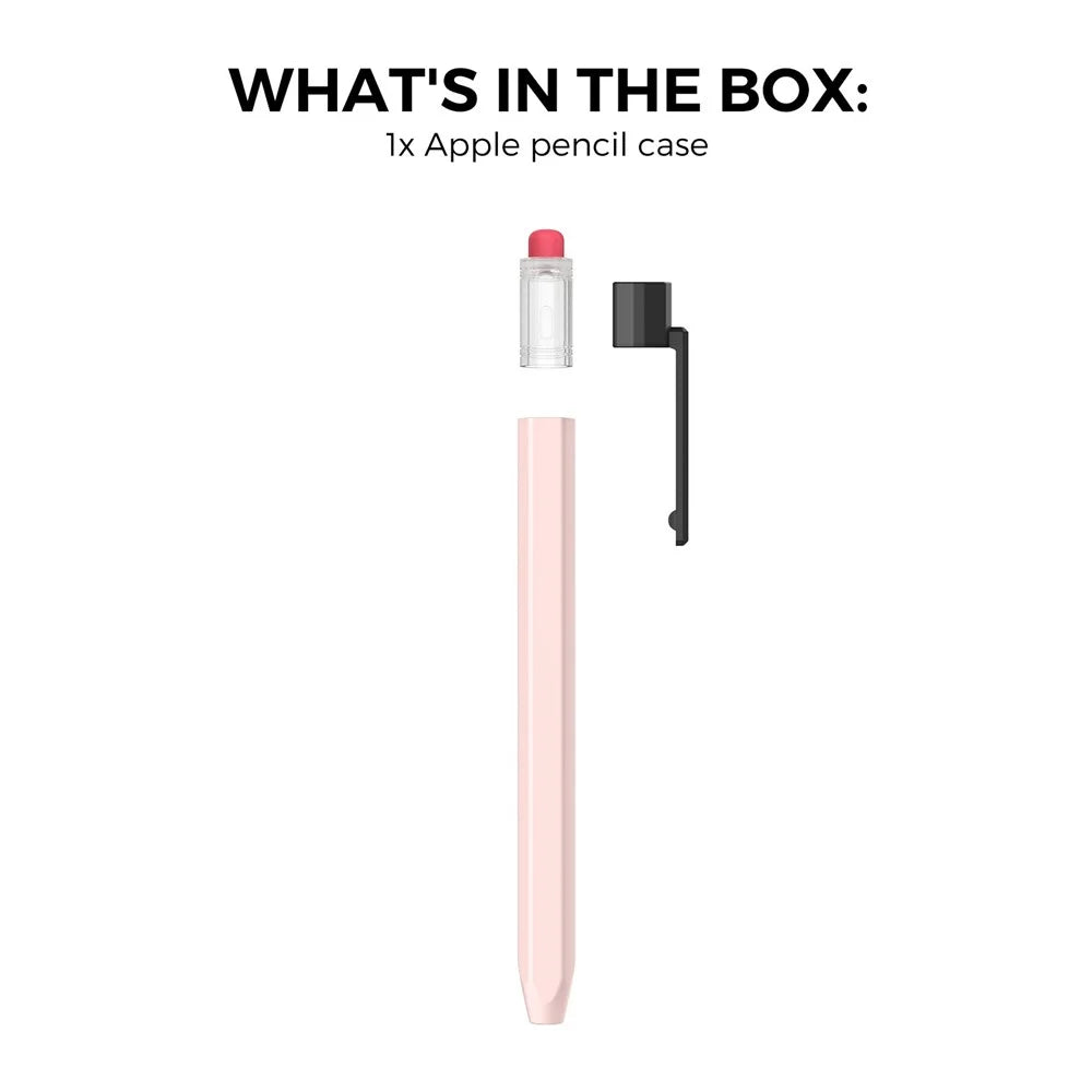 AHASTYLE PT180-3-K Pencil Sleeve with Clear Cap / Clip for Apple Pencil 3 Protective Silicone Case Retro Style - Pink - 7