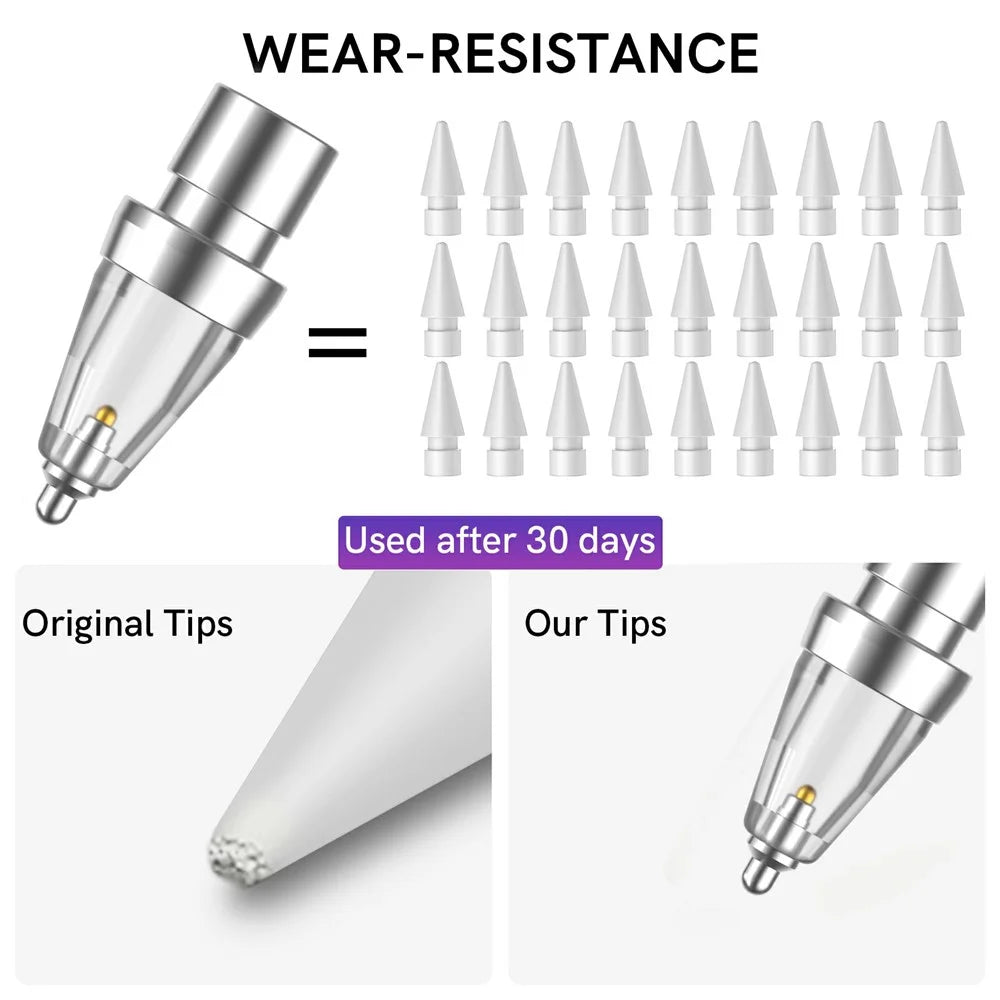 AHASTYLE WG155 Wear Resistant Tips for Apple Pencil Pro / Pencil (USB-C) / 2nd / 1st Generation Replacement Nibs - 6