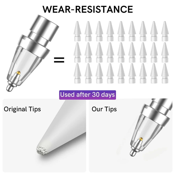 AHASTYLE WG155 2Pcs Wear Resistant Tips for Apple Pencil Pro  /  Pencil (USB-C)  /  2nd  /  1st Generation Replacement Nibs - 6