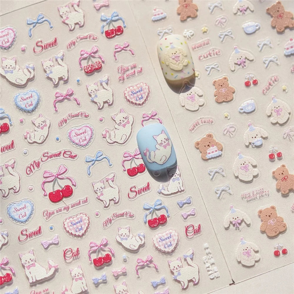 Cartoon Embossed DIY Phone Stickers Custom Decorative Decals For Smartphone Cases - Little Cat - 6