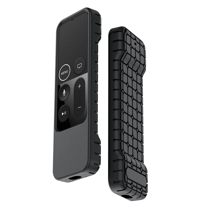 Grid Pattern Anti-slip Silicone Shockproof Case for Apple TV 4K 5th/4th Gen Remote Controller - Black - 1