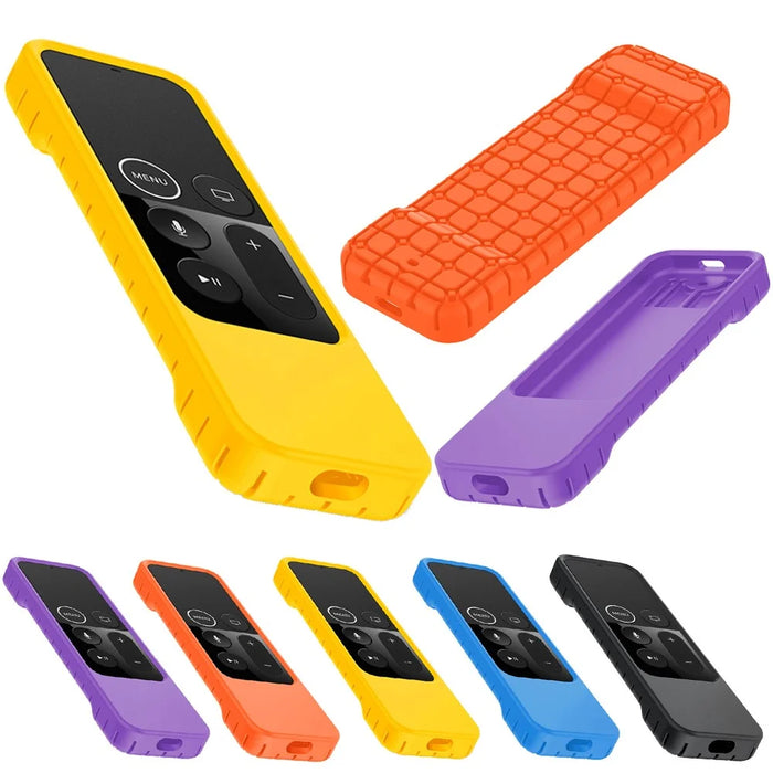 Grid Pattern Anti-slip Silicone Shockproof Case for Apple TV 4K 5th/4th Gen Remote Controller - Black - 7