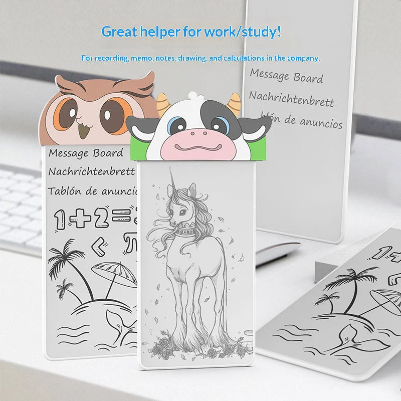 5.5 Inch Cartoon Design Ink Free Drawing Board Magnetic Erasable Whiteboard for Kids Gift - Cow - 3