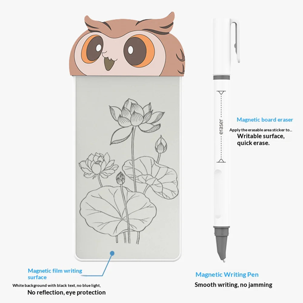 5.5 Inch Cartoon Design Ink Free Drawing Board Magnetic Erasable Whiteboard for Kids Gift - Cow - 5