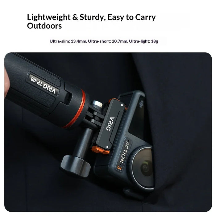 VRIG Magnetic Quick Release Mount for DJI Osmo Action 5 Pro/4/3 Camera with 1/4 Inch and GoPro Interface - 5