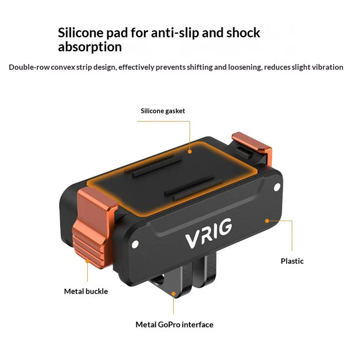 VRIG Magnetic Quick Release Mount for DJI Osmo Action 5 Pro/4/3 Camera with 1/4 Inch and GoPro Interface - 6