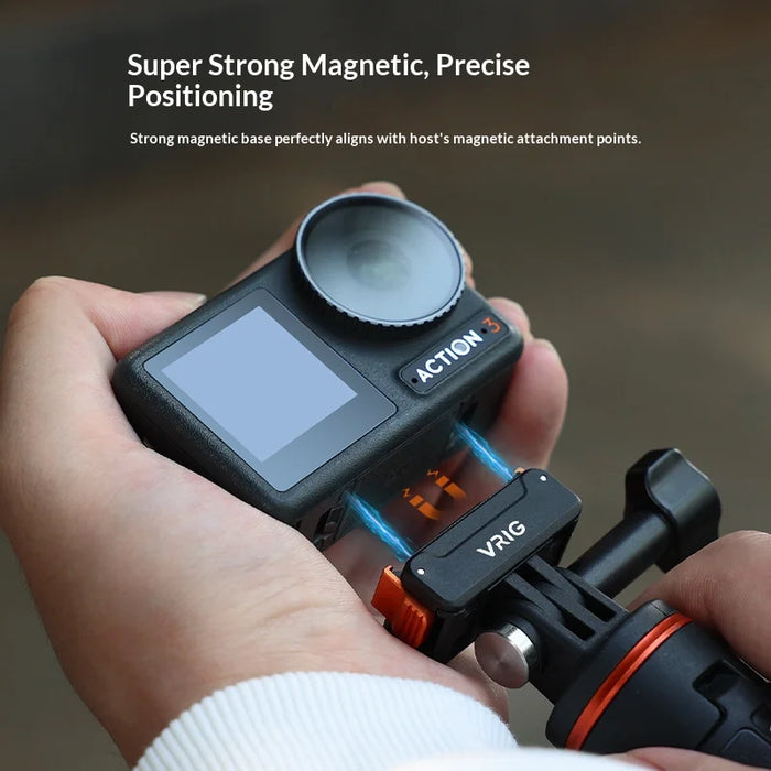 VRIG Magnetic Mount Base for DJI Osmo Action 5 Pro/4/3 Camera Quick Release Mount Holder - For GoPro Mount - 5