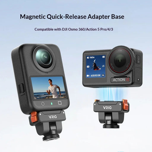 VRIG Magnetic Adapter for DJI Osmo 360/Action 5 Pro/4/3 Action Camera Quick Release Dual Lock Mount Base - 2
