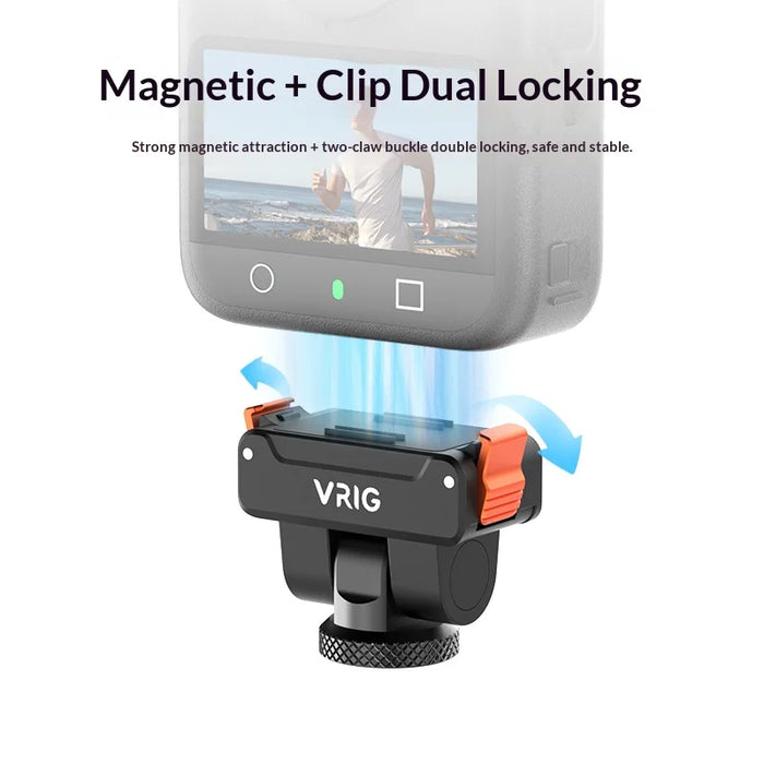VRIG Magnetic Adapter for DJI Osmo 360/Action 5 Pro/4/3 Action Camera Quick Release Dual Lock Mount Base - 3