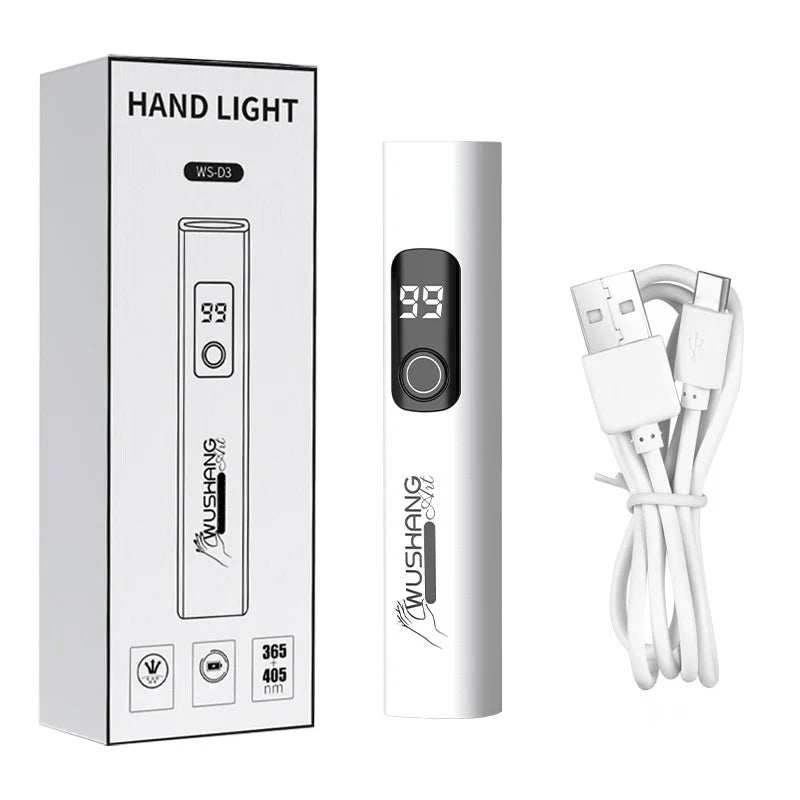 WUSHANG USB Rechargeable Handheld Mini Nail Lamp Portable Gel Polish Curing Light with Timer UV LED Nail Dryer - White - 1