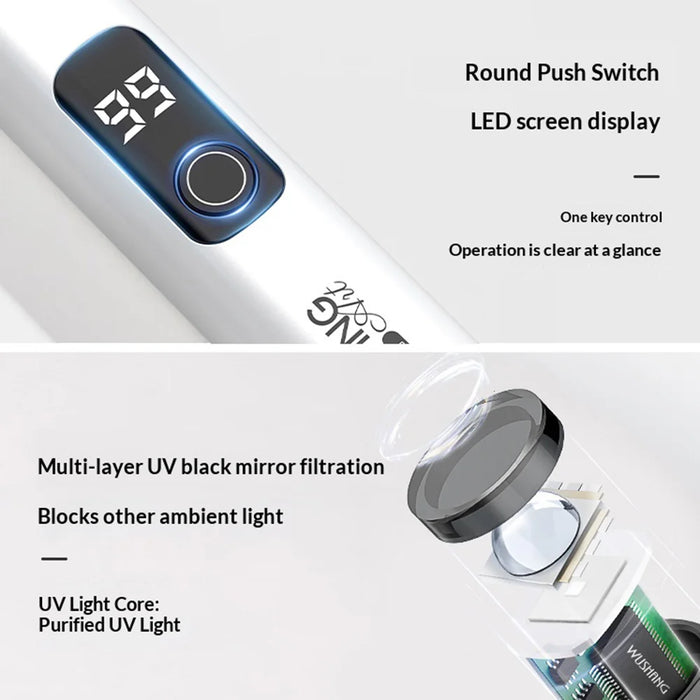 WUSHANG USB Rechargeable Handheld Mini Nail Lamp Portable Gel Polish Curing Light with Timer UV LED Nail Dryer - White - 2