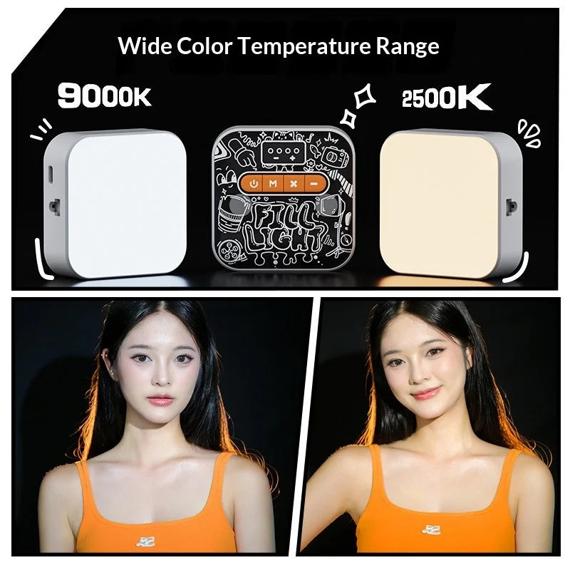 M25 RGB Full Color LED Video Light 60-LED Magnetic Phone Fill Lamp for Live Streaming/Photography/Filming - White - 3