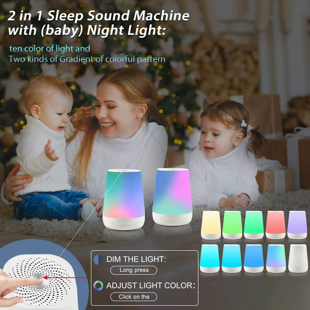 085 2 in 1 White Noise Sound Machine Touch Control Colorful Night Light Sleep Aid with Timer Function - 4