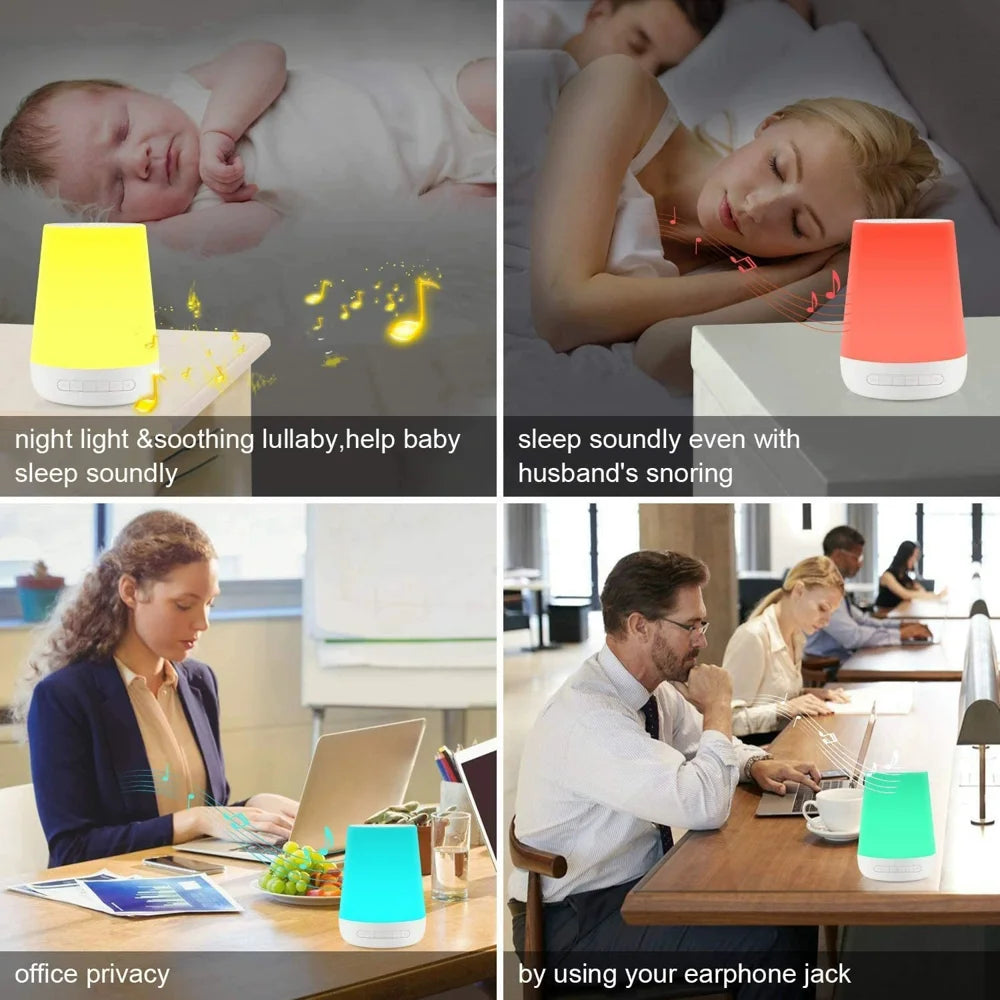 085 2 in 1 White Noise Sound Machine Touch Control Colorful Night Light Sleep Aid with Timer Function - 6