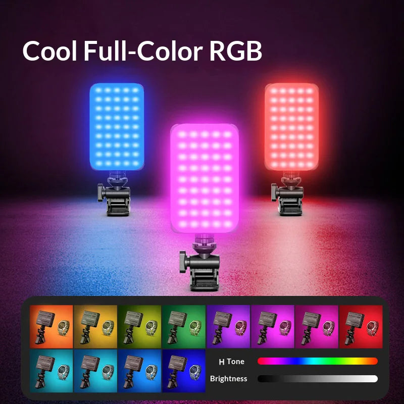 CYKE D10S High CRI Rechargeable LED Video Lamp 3 Color Temperatures Professional RGB Photography Fill Light - Black - 4