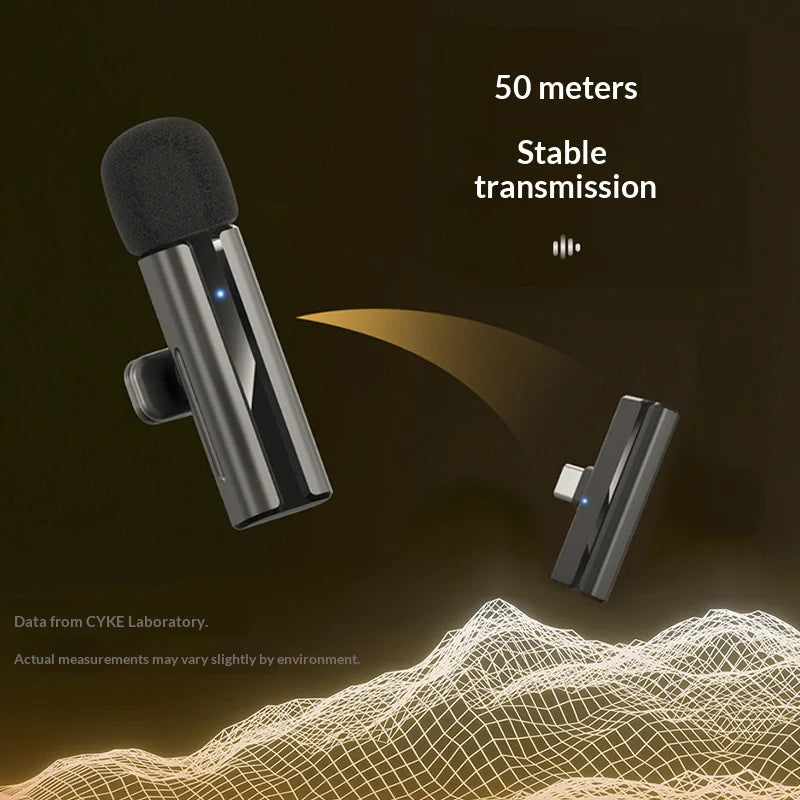 CYKE H02 2Pcs 2.4GHz Wireless Lavalier Microphone with 1 Receiver Mini Clip-On Mic for Interview Recording/Live Streaming - Black - 3