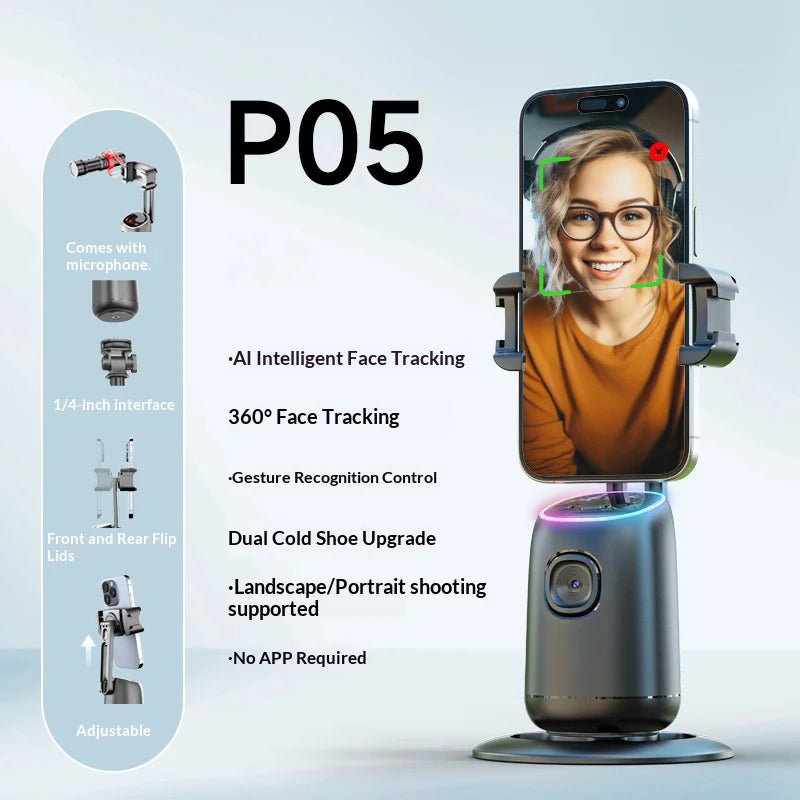 CYKE P05 Intelligent AI Face Tracking Gimbal 360 Degree Auto Rotation Mobile Phone Stand Stabilizer - Standard Version - 2