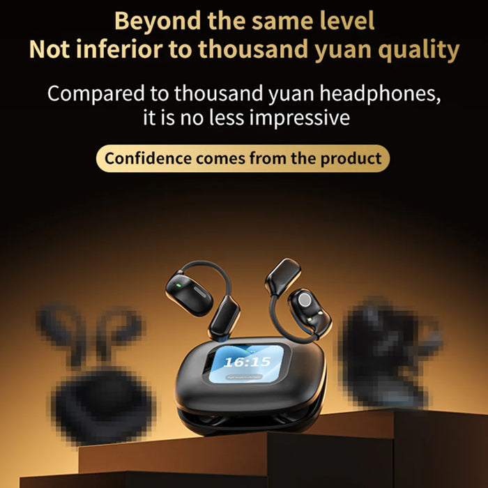 LX-80 Ear-hook Bluetooth-compatible Earbuds with Full Color Touch Screen Charging Case Noise Cancellation Sports Earbuds - Black - 3