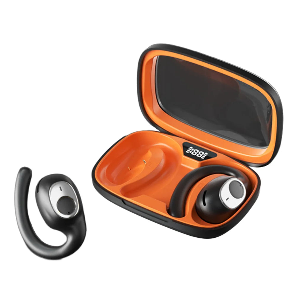 X5 Bluetooth-compatible Open-Ear Sports Earbuds IPX5 Waterproof ENC Noise Cancellation Hook Earbuds - Black+Orange - 1