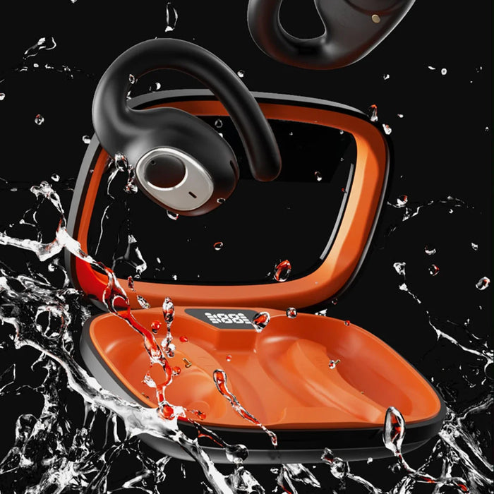 X5 Bluetooth-compatible Open-Ear Sports Earbuds IPX5 Waterproof ENC Noise Cancellation Hook Earbuds - Black+Orange - 4