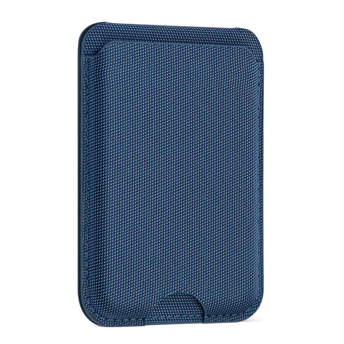 Magnetic Card Holder Textured Fabric RFID Blocking Card Slot Foldable Viewing Angle Kickstand - Sapphire - 1