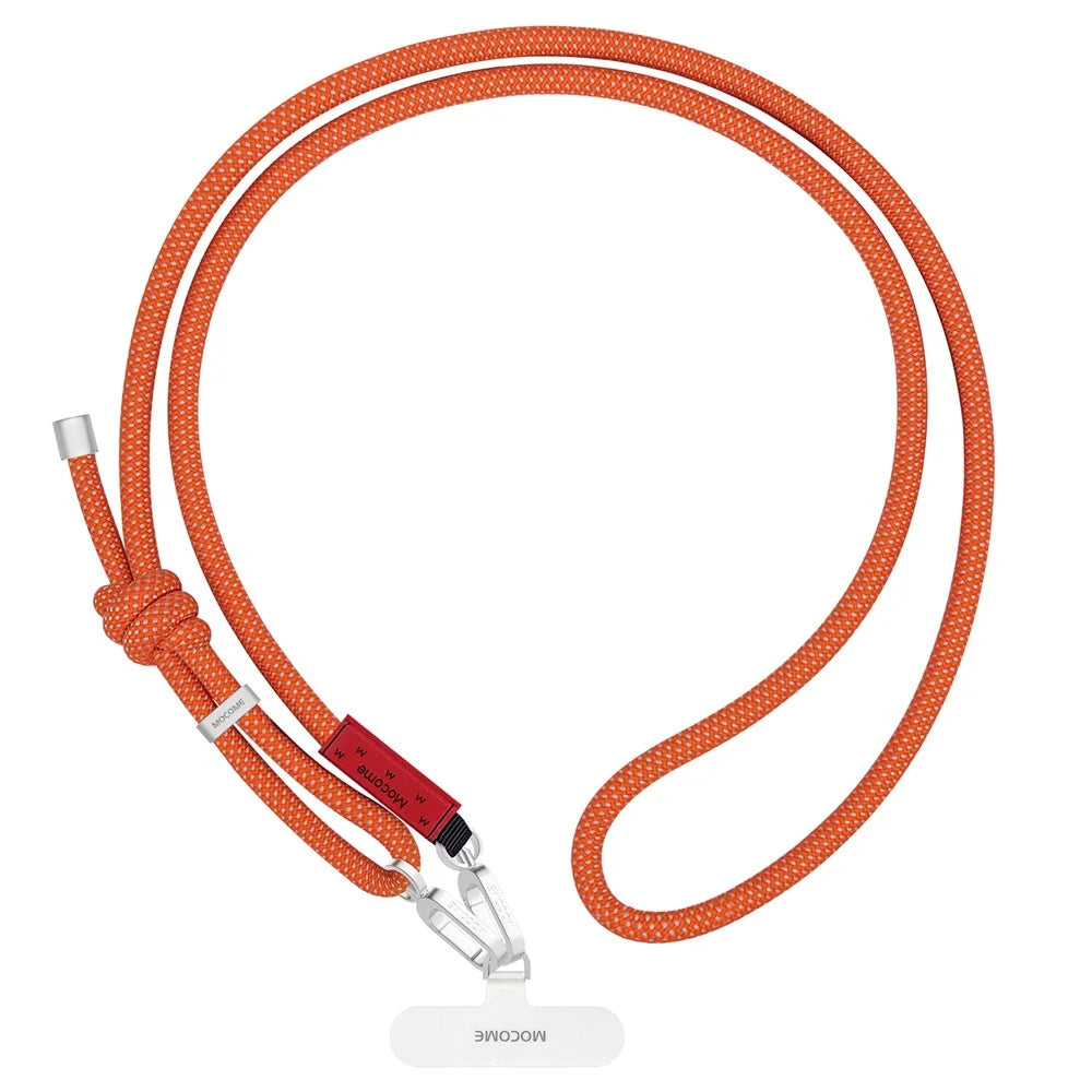 MOCOME W1 Phone Lanyard Adjustable 150cm Crossbody Long Strap with Cloth Patch Insert for Outdoor Travel - Orange Silver - 1