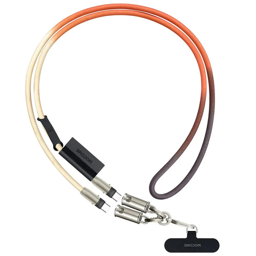 MOCOME W3 2 in 1 130cm Rechargeable Phone Lanyard 240W Fast Charging Cable Lanyard with Detachable Magnetic Clasp - Orange Gradient - 1