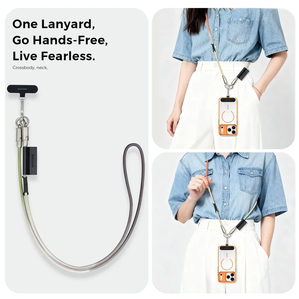 MOCOME W3 2 in 1 130cm Rechargeable Phone Lanyard 240W Fast Charging Cable Lanyard with Detachable Magnetic Clasp - Orange Gradient - 6