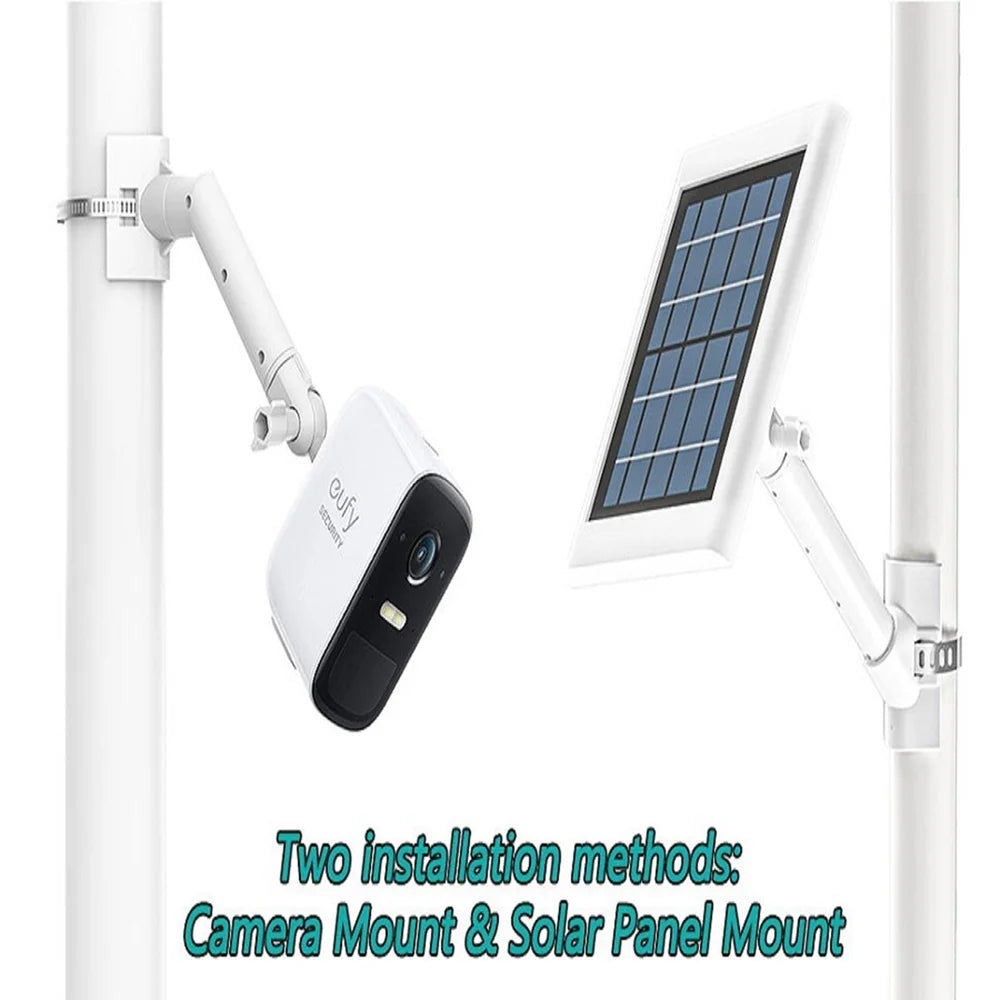 Outdoor Pole Mount 360 Degree Rotation Security Camera Bracket for Arlo / Ring / Wyze / Eufy Solar Panel - White - 2