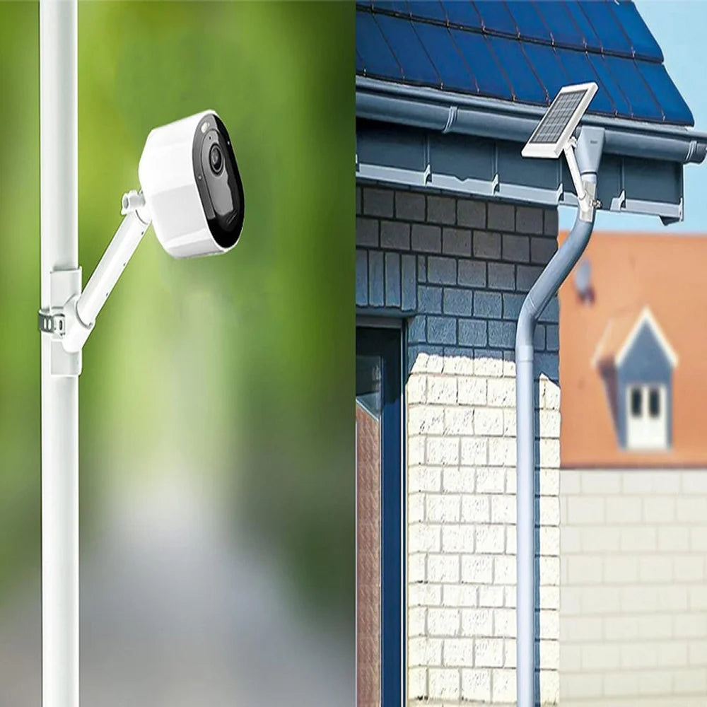 Outdoor Pole Mount 360 Degree Rotation Security Camera Bracket for Arlo / Ring / Wyze / Eufy Solar Panel - White - 4