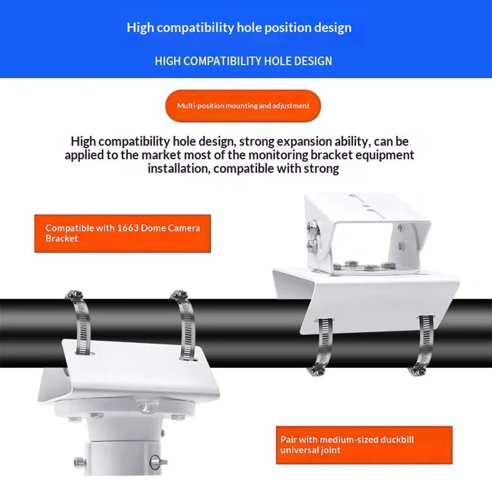 CCTV Camera Mount Weatherproof Stainless Steel Pole Clamp Bracket for Outdoor Surveillance - 2