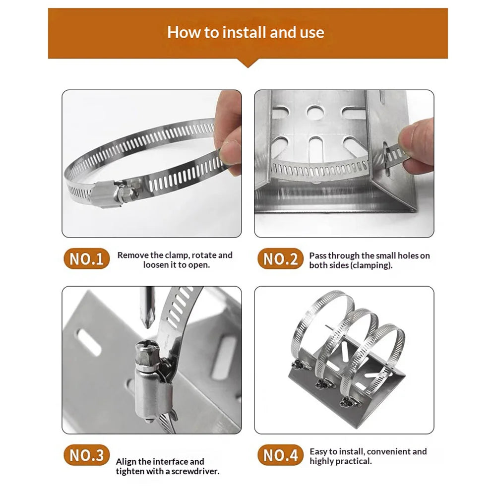 CCTV Camera Mount Weatherproof Stainless Steel Pole Clamp Bracket for Outdoor Surveillance - 3