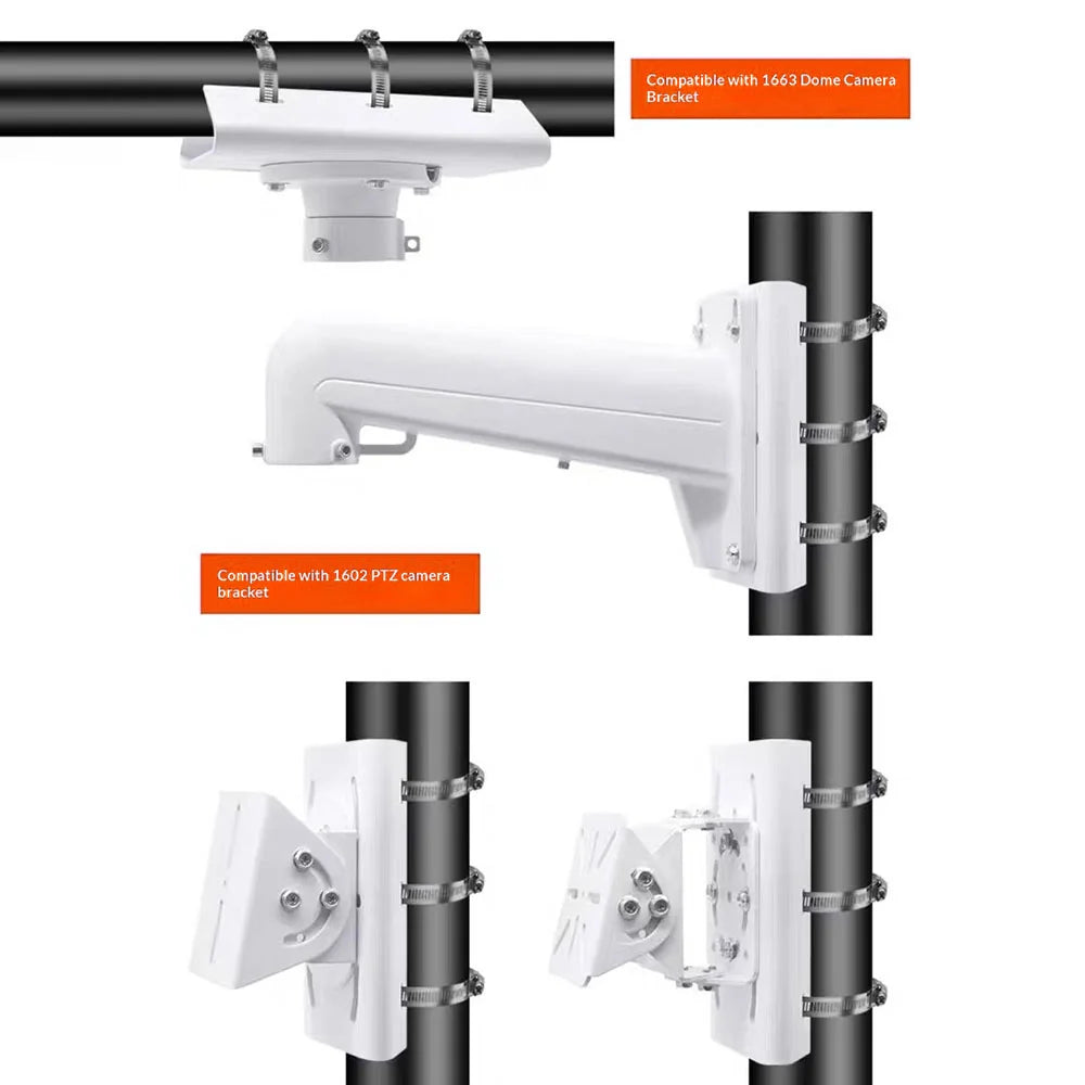 CCTV Camera Mount Weatherproof Stainless Steel Pole Clamp Bracket for Outdoor Surveillance - 5