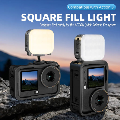 STARTRC Adjustable Color Temperature Quick Release Magnetic Square LED Fill Light for Action Cameras - Black - 2