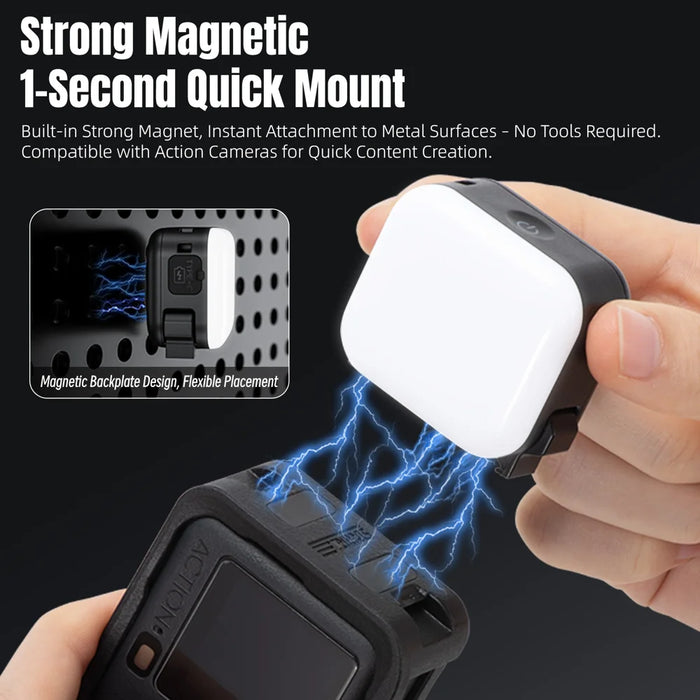 STARTRC Adjustable Color Temperature Quick Release Magnetic Square LED Fill Light for Action Cameras - Black - 4