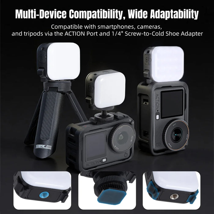 STARTRC Adjustable Color Temperature Quick Release Magnetic Square LED Fill Light for Action Cameras - Black - 6