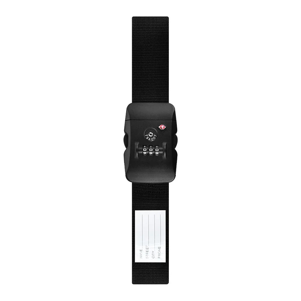 COTECI TR-004 Luggage Strap TSA Approved Customs Combination Lock 2m Nylon Reinforced Belt for Travel Security - Black - 1