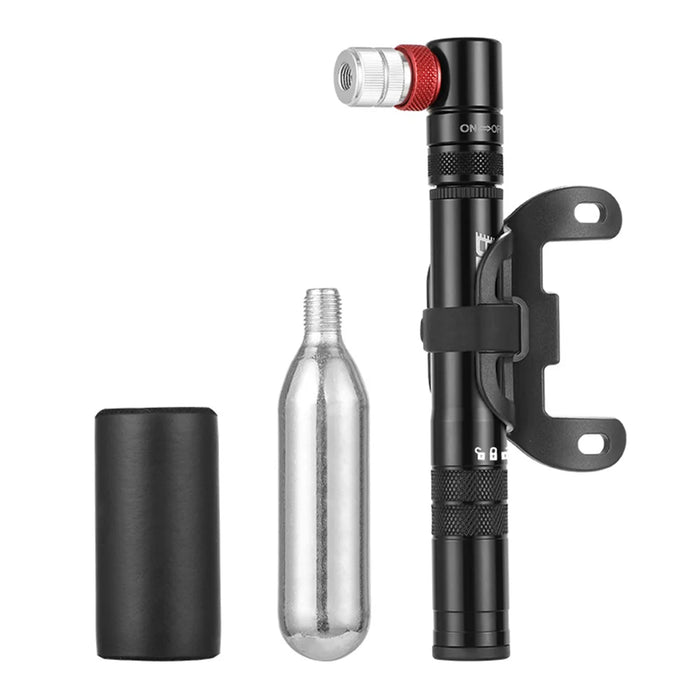 BENGGUO BG-1624 Portable Mini Bike Pump Dual Valve Presta / Schrader Bicycle Inflator Compatible with CO2 Gas Cylinder - 1