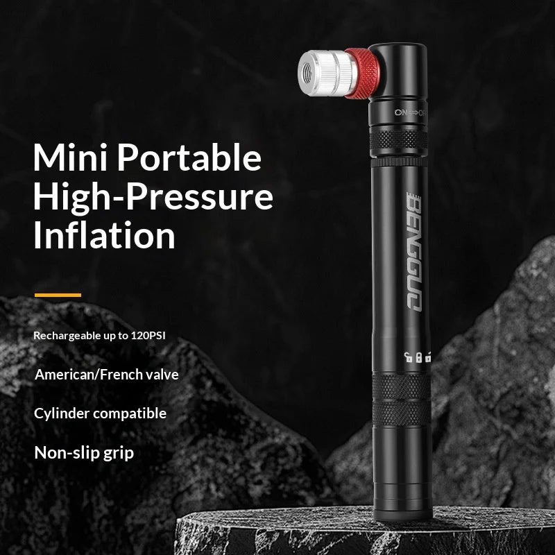 BENGGUO BG-1624 Portable Mini Bike Pump Dual Valve Presta / Schrader Bicycle Inflator Compatible with CO2 Gas Cylinder - 3