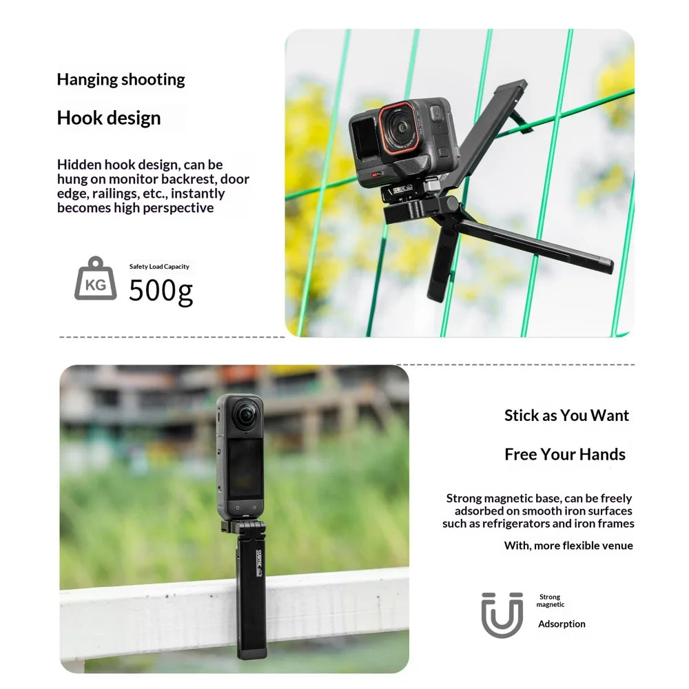 STARTRC Pocket Magnetic Tripod with 1/4 Screw for Action Camera Aluminum Alloy Foldable Stand - 5