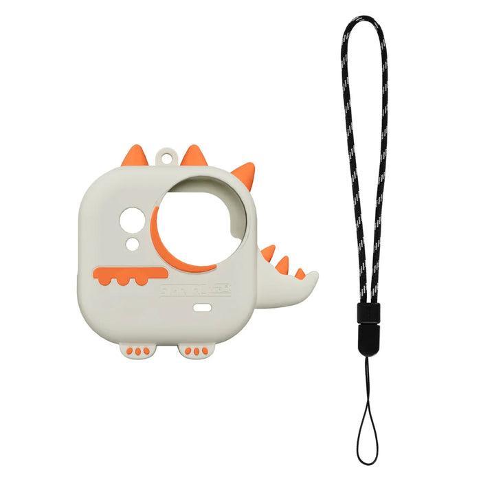 STARTRC For Insta360 Go Ultra Camera Case Cartoon Dinosaur Silicone Protective Cover with Anti-lost Lanyard - White+Orange - 1