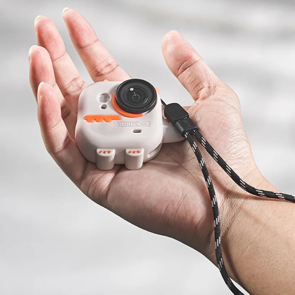 STARTRC For Insta360 Go Ultra Camera Case Cartoon Dinosaur Silicone Protective Cover with Anti-lost Lanyard - White+Orange - 7