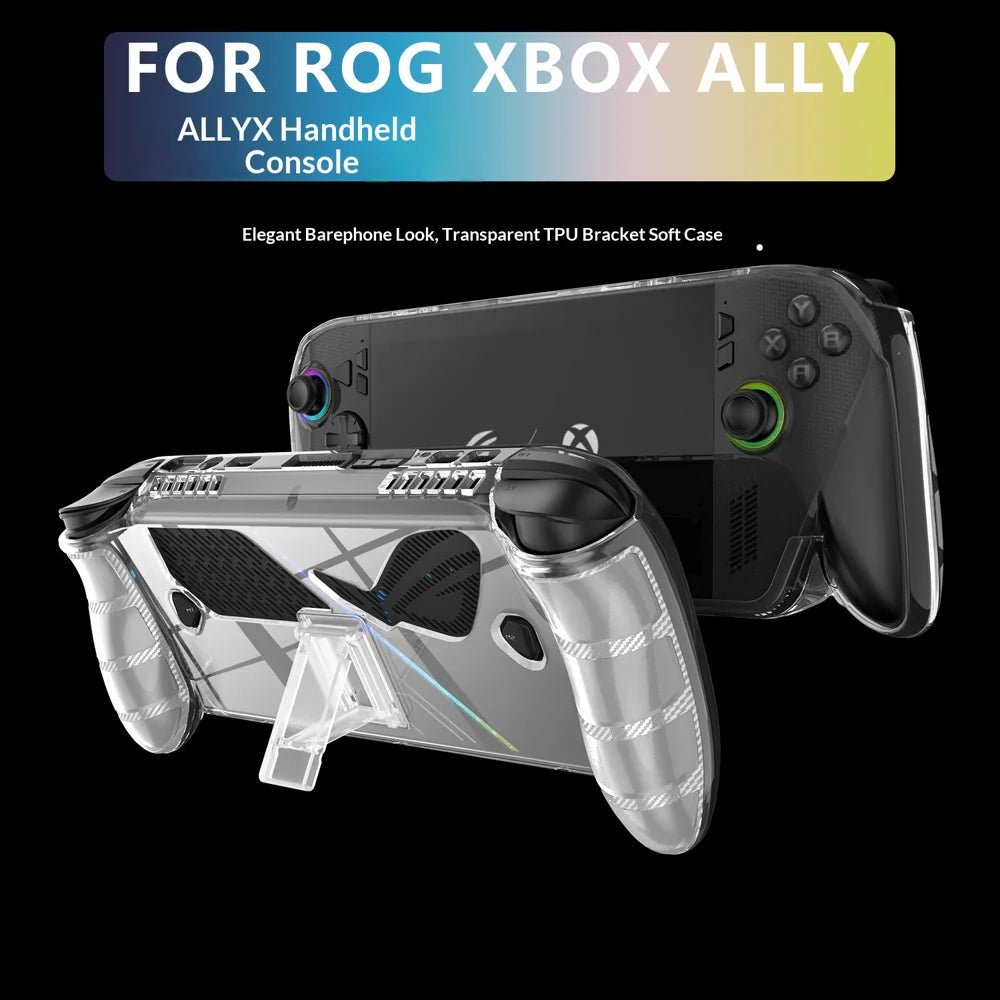 For Asus ROG Xbox Ally X (2025)/Ally (2025) Handheld Console Clear TPU Case with Kickstand Anti Slip Protective Cover - Transparent - 2