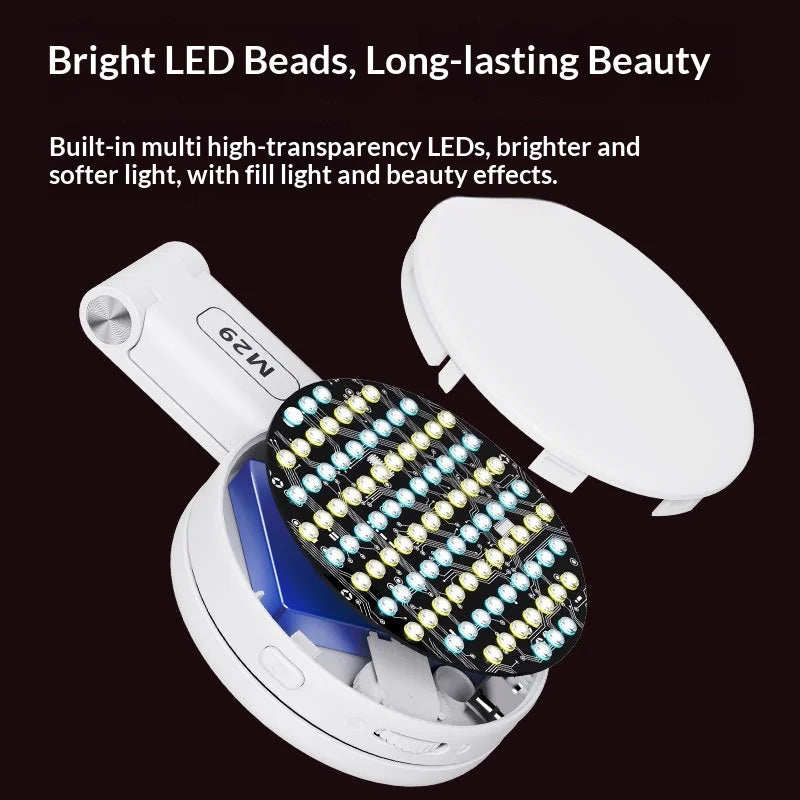 M29 For Smartphone Magnetic LED Ring Light with Foldable Makeup Mirror Portable Selfie Fill Light - White - 3
