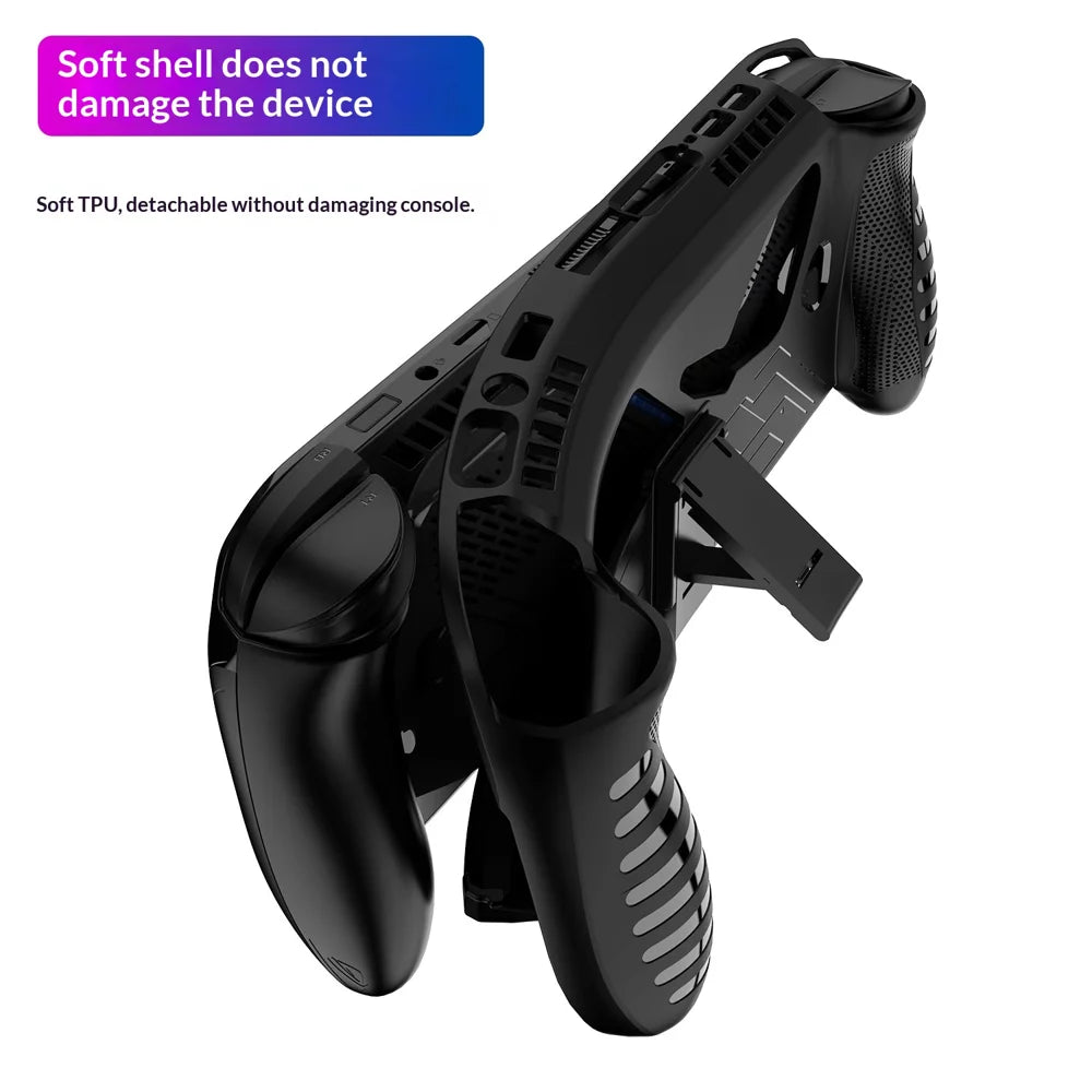 For Asus ROG Xbox Ally X (2025)/Ally (2025) Handheld Console Anti-Slip TPU Case Protective Cover Built-in Stand - Black - 6