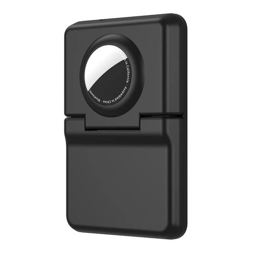 CP62 For AirTag Magnetic Wallet Case Card Holder Anti-lost Tracker PC Protective Cover - Black - 1