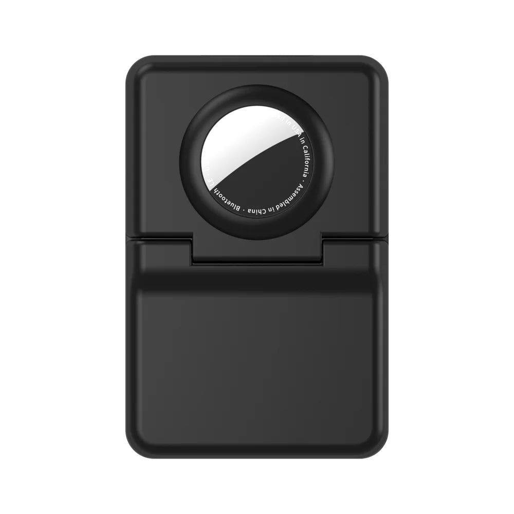 CP62 For AirTag Magnetic Wallet Case Card Holder Anti-lost Tracker PC Protective Cover - Black - 4