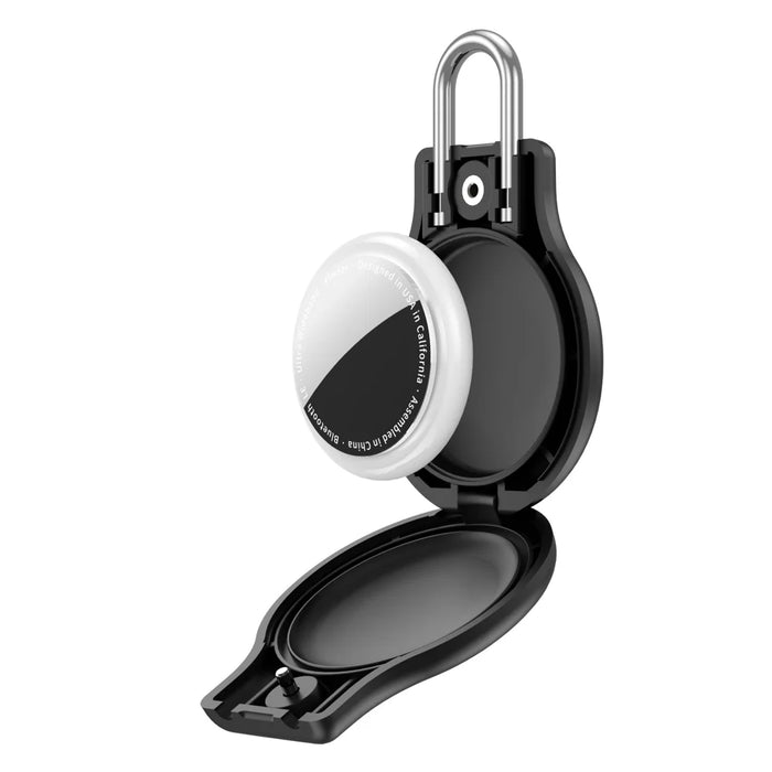CP69 For Apple AirTag Anti-lost Tracker Waterproof Case Shockproof Metal Cover with Safety Lock - Black - 1