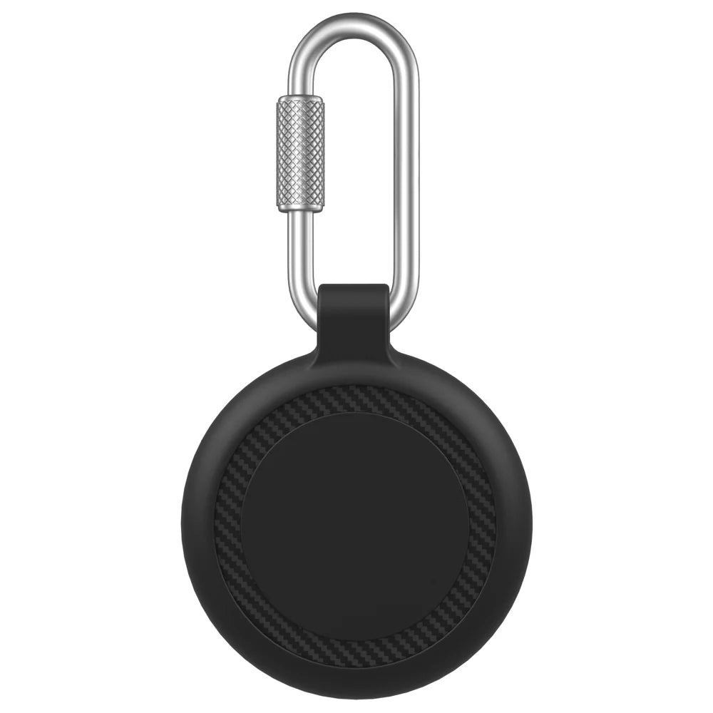 CT32 For Apple AirTag Waterproof TPU Case Carbon Fiber Texture Protective Cover with Stainless Steel Buckle - Black - 2