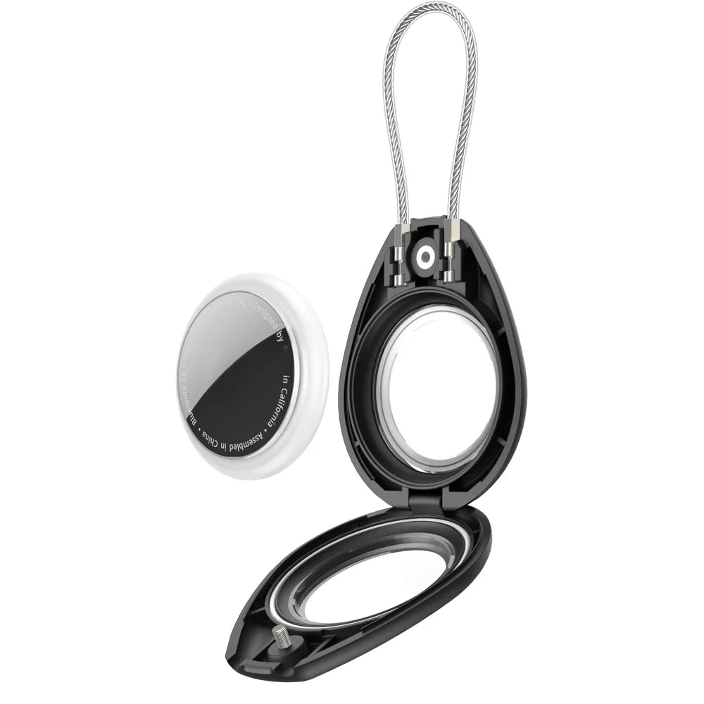 CP27 For Apple AirTag Protective Case Clear PC Full Coverage Anti-Loss Tracking Device Cover - Black - 1